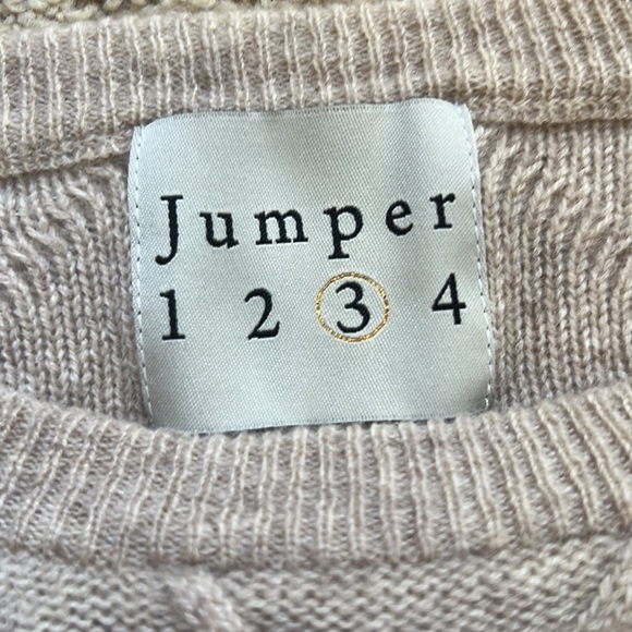 Jumper 1234 cashmere buff short sleeve Aran crew hand applied bobbles sweater. - Picture 10 of 13